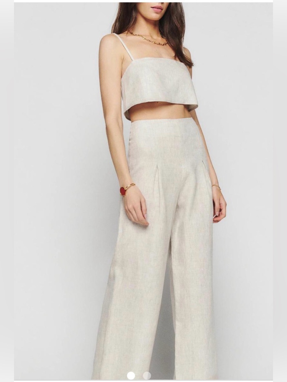 Reformation Cream Wide Leg Jumpsuit Two-Piece